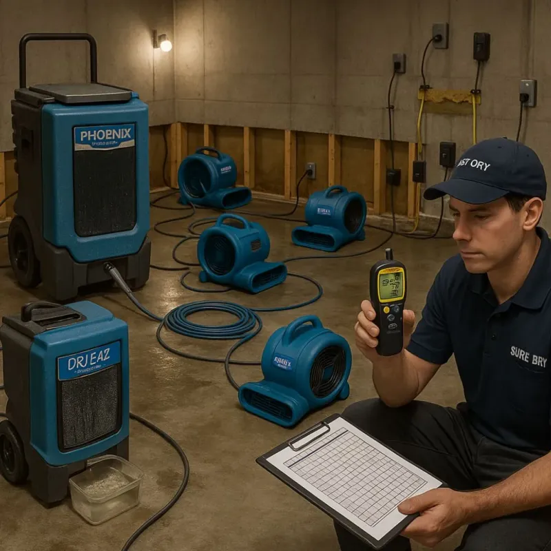 Structural Drying and Dehumidification process in Parkwood, CA